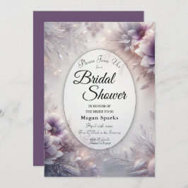 シルバーアンドソフトアメジスト冬ブライダルシャワー 招待状