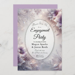 シルバーアンドソフトアメジスト冬婚約パーティ 招待状