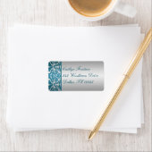 シルバーアンドティール（緑がかった色）ダマスク差出人住所ラベル ラベル (インサイチュ)