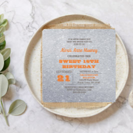 シルバーアンドトパズオレンジグリッタースイート16 招待状