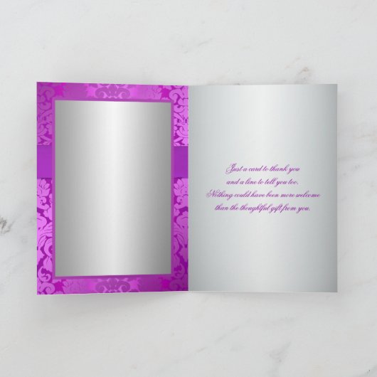 シルバーアンドパープルダマスクサンキューカード サンキューカード (内部)