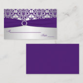 シルバーアンドパープルダマスク座席表 プレイスカード (正面/裏面)