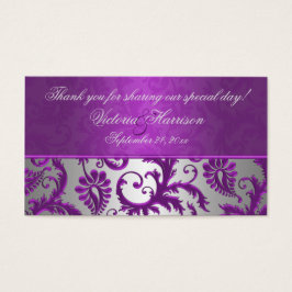 シルバーアンドパープルダマスクII結婚式の引き出物ラベル