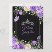 シルバーアンドパープルミスカンス誕生日蝶 招待状 (裏面)