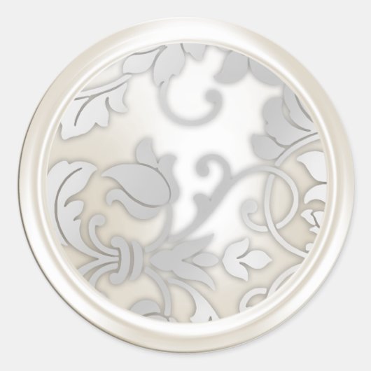 シルバーアンドパールダマスク封筒用シール ラウンドシール (正面)