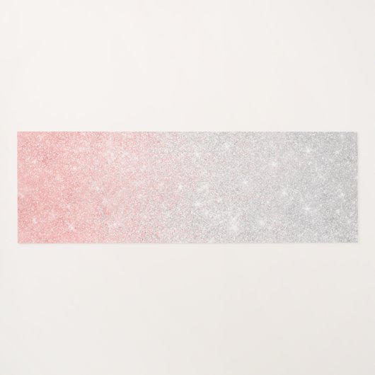 シルバーアンドピンクグリッターグラデーションラグジュアリーデザイン ヨガマット (裏面(横))