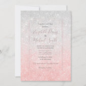 シルバーアンドピンクグリッターグラデーションラグジュアリーデザイン 招待状 (正面)