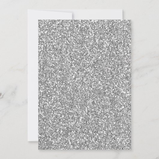 シルバーアンドピンクフェイクグリッターファースト誕生日 招待状 (裏面)