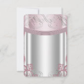 シルバーアンドピンクベビーガール《キリスト教》洗礼式や命名式RSVP 出欠カード (裏面)