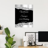 シルバーアンドブラックグラムティアーズ誕生日ウェルカム ポスター (ホームオフィス)