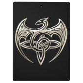 シルバーアンドブラックドラゴントリンケルト結び目模様アート クリップボード (裏面)