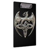 シルバーアンドブラックドラゴントリンケルト結び目模様アート クリップボード (右)