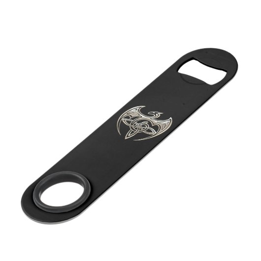 シルバーアンドブラックドラゴントリンケルト結び目模様アート スピード栓抜き (裏面アングル)