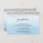 シルバーアンドブルーウェディングレセプションエンクロージャカード 出欠カード (正面/裏面)
