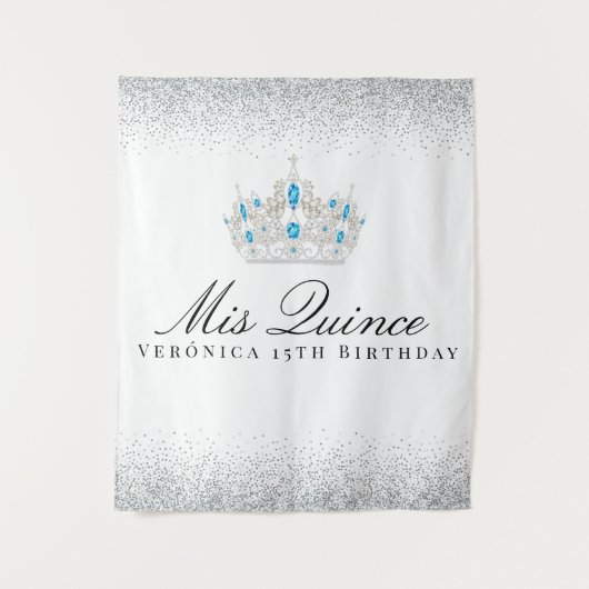 シルバーアンドブルーキンセアニェラフォトブース タペストリー (正面)