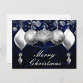 シルバーアンドブルークリスマスボーブルズオーナメント シーズンポストカード (正面/裏面)