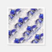 シルバーアンドブルークリスマス紙ナプキンス スタンダードカクテルナプキン (正面)