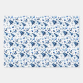 シルバーアンドブルーサンタクリスマス ラッピングペーパーシート (正面3)