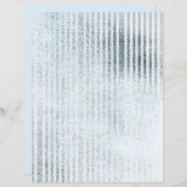 シルバーアンドブルーシャビーストライプのスクラップブック紙 (正面/裏面)