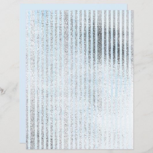 シルバーアンドブルーシャビーストライプのスクラップブック紙 (正面/裏面)