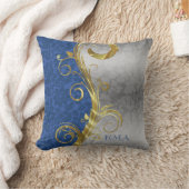 シルバーアンドブルーダマスク クッション (ブランケット)