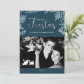 シルバーアンドブルーフェリスフィエスタスフォトホリデーカード (スタンド正面)