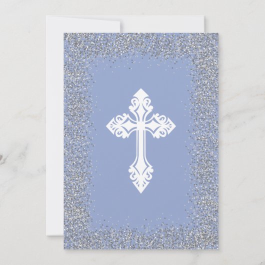 シルバーアンドブルーボーイ《キリスト教》洗礼式や命名式 招待状 (裏面)