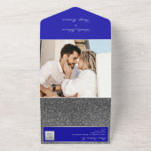 シルバーアンドブルー王室のラグジュアリー結婚ズ オールインワン招待状 (外側)