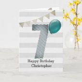 シルバーアンドブルー7誕生日 カード (黄色い花)