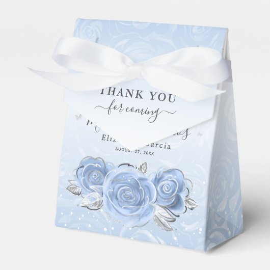 シルバーアンドベビーブルーバラサンキューバースデーパーティー フェイバーボックス (正面サイド)