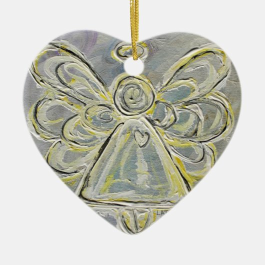 シルバーアンドホワイトエンジェルオーナメント セラミックオーナメント (正面)