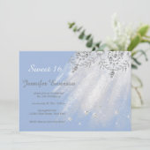 シルバーアンドホワイトドレスグリッターSweet sixteen 招待状 (スタンド正面)