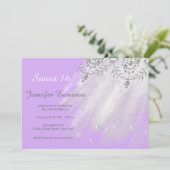 シルバーアンドホワイトドレスグリッターSweet sixteen 招待状 (スタンド正面)