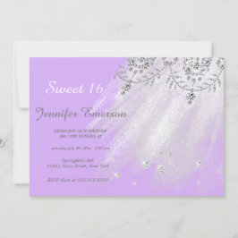 シルバーアンドホワイトドレスグリッターSweet sixteen 招待状