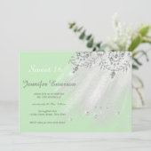 シルバーアンドホワイトドレスグリッターSweet sixteenInvite 招待状 (スタンド正面)