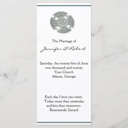 シルバーアンドホワイト結婚式 プログラムのケルト プログラム (正面)