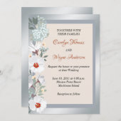 シルバーアンドラストフローラ結婚式招待状 招待状 (正面/裏面)