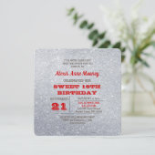 シルバーアンドルビーレッドスパークリースイーツ16招待状 招待状 (スタンド正面)