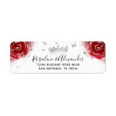 シルバーアンドレッドローズエレガントクラウン差出人住所 ラベル (正面)