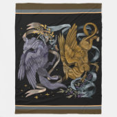 シルバーアンド金ゴールドグリフィン フリースブランケット (正面)