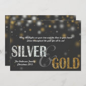 シルバーアンド金ゴールドスパルクルホリデーカード シーズンカード (正面/裏面)