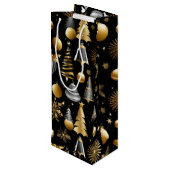 シルバーアンド金ゴールドホリデイオーナメント ワインギフトバッグ (裏面アングル)