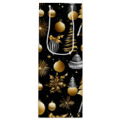 シルバーアンド金ゴールドホリデイオーナメント ワインギフトバッグ (正面)