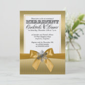シルバーアンド金ゴールドホリデーディナーパーティの招待状 招待状 (スタンド正面)