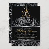 シルバーアンド金ゴールドホリデーパーティカスタムー招待状 招待状 (正面/裏面)