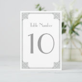 シルバーアートデコ - エレガントな結婚式のテーブルカード 招待状 (スタンド正面)