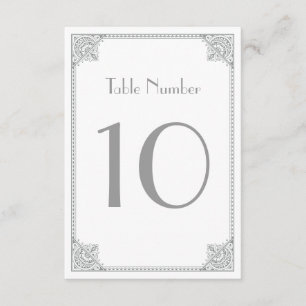 シルバーアートデコ - エレガントな結婚式のテーブルカード 招待状