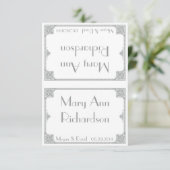 シルバーアートデコ - エレガントな結婚式のテーブルカード 招待状 (スタンド正面)