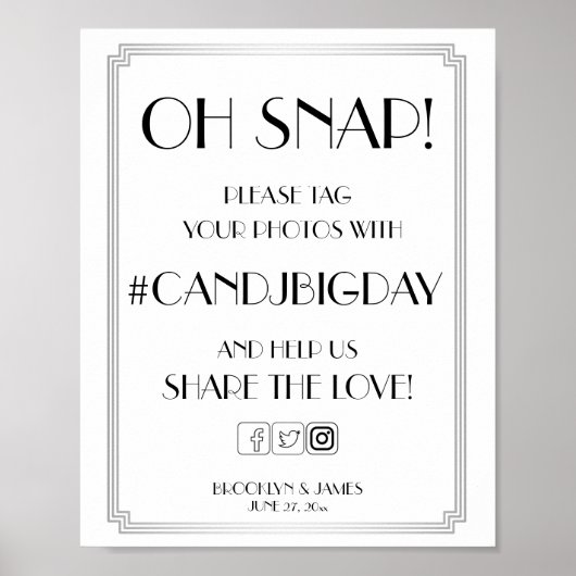 シルバーアールデコギャツビーHashtagサイン8x10 ポスター (正面)