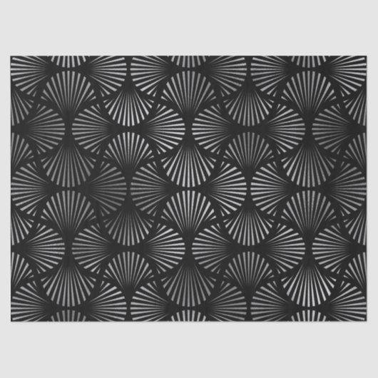 シルバーアールデコシェルオンブラックデコパージュ 薄葉紙 (正面)